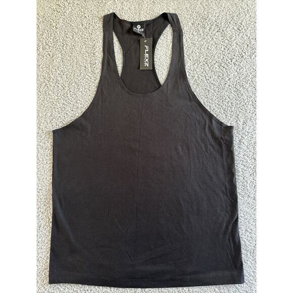 Men's Flex’s Fitness Muscle Tank Gym Active Wear Unisex Bodybuilding NWT Blk L - Picture 1 of 9